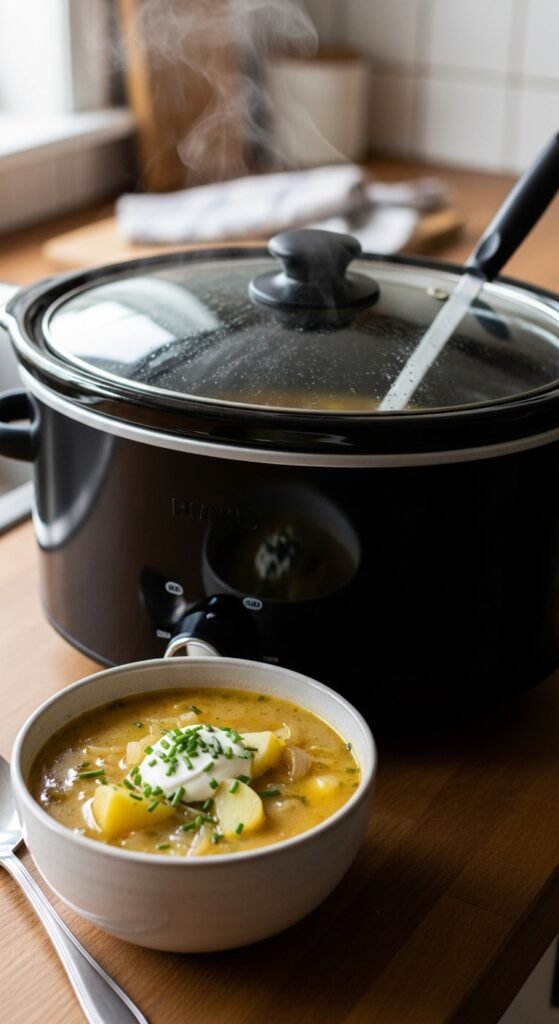 Slow Cooker Onion and Potato Soup