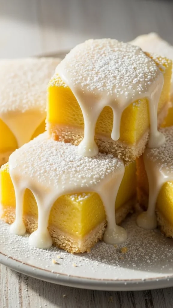 Snowy Lemon Glaze Bars