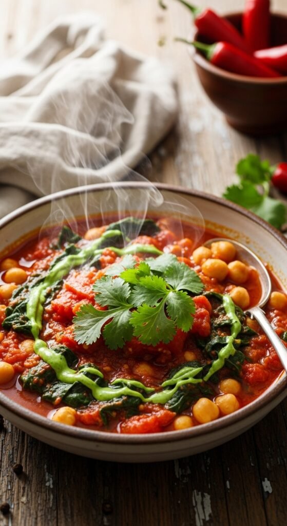 Spicy Chickpea and Spinach Stew