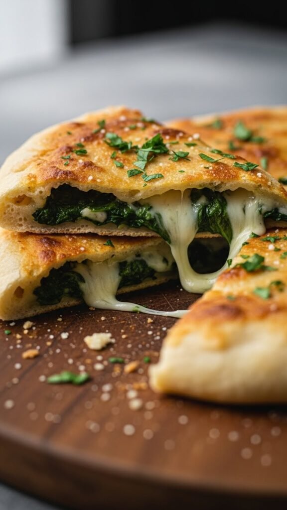 Spinach Stuffed Baked Flatbread