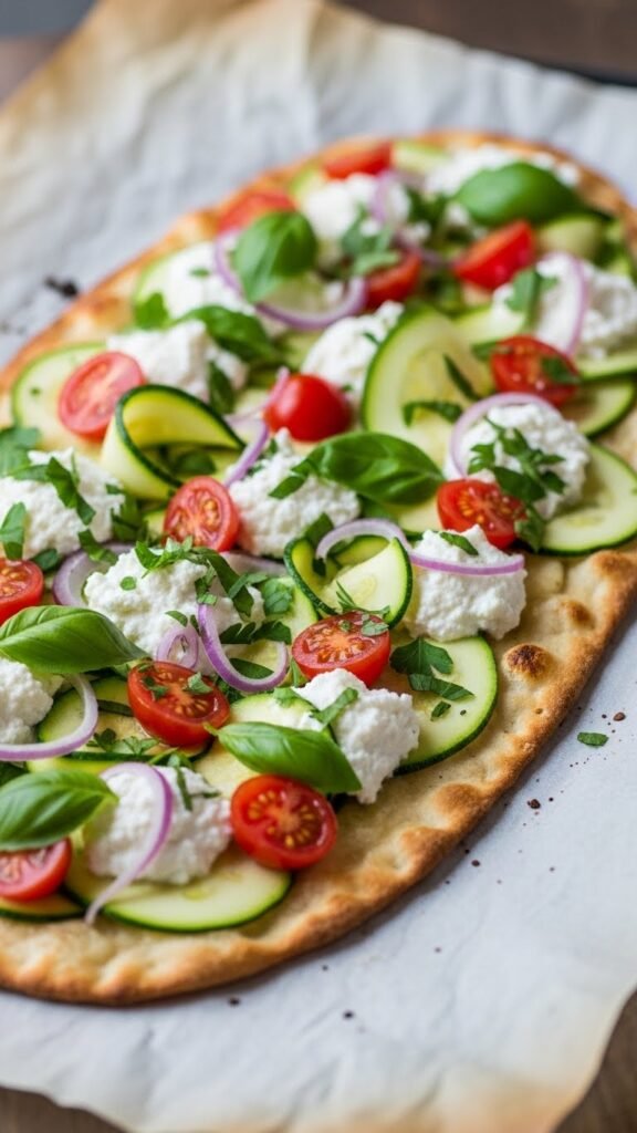 Spring Vegetable Flatbread with Ricotta