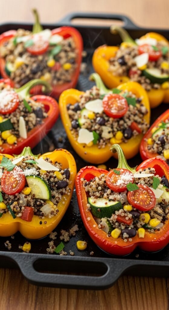 Stuffed Bell Peppers with Rice and Veggies