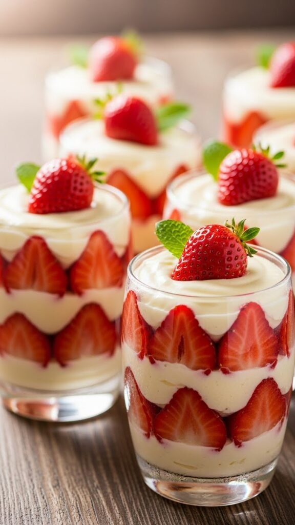 Vanilla Strawberry Layer Cups