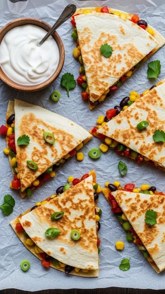 Vegetable Quesadilla with Beans