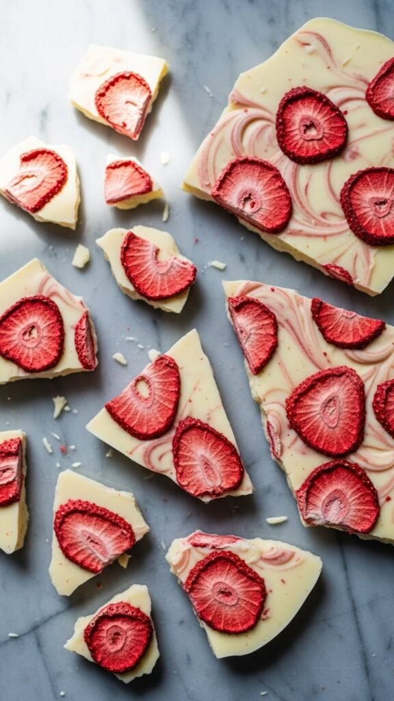 White Chocolate Strawberry Bark