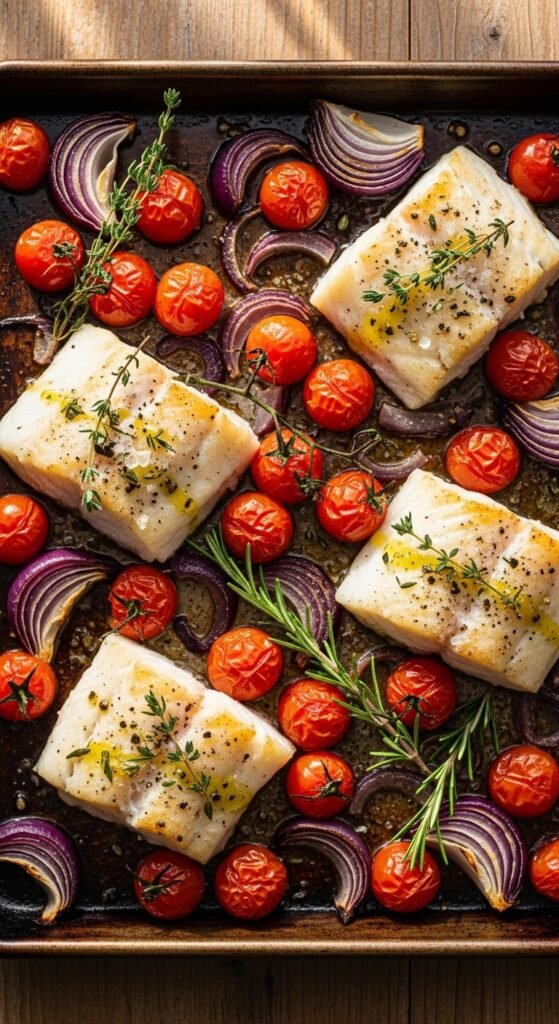 White Fish With Tomatoes and Onions