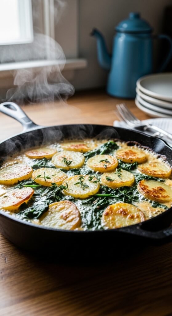 Creamy Spinach and Potato Skillet