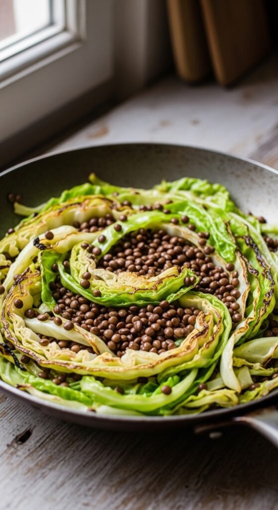 Savory Cabbage and Lentil Sauté