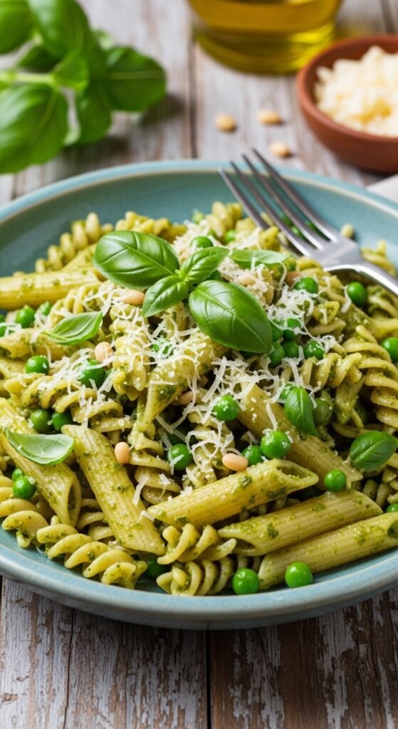 Green Pesto Pasta with Peas