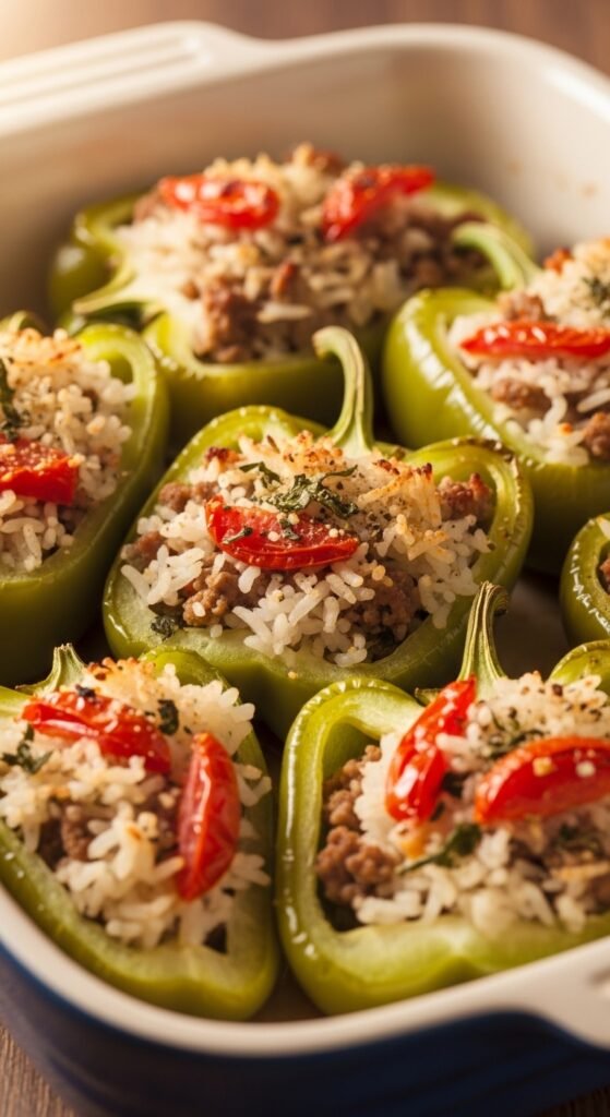 Stuffed Bell Peppers with Rice and Herbs
