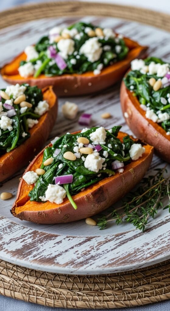 Spinach Stuffed Sweet Potatoes