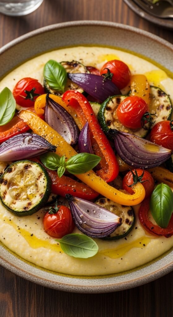 Soft Polenta with Roasted Vegetables