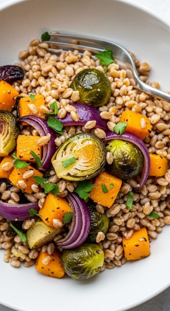 Warm Farro Bowl with Vegetables