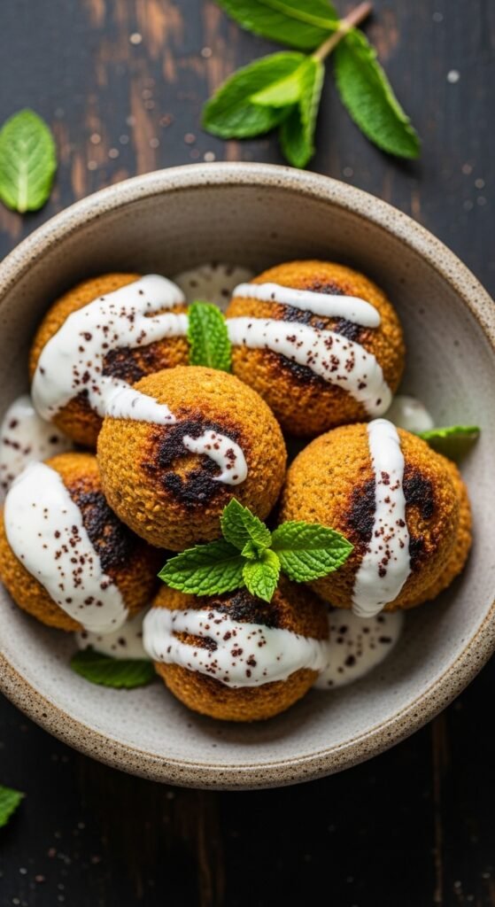 Baked Falafel with Yogurt Sauce