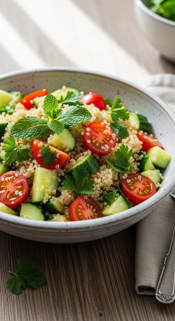 Simple Cucumber Tomato Quinoa Salad