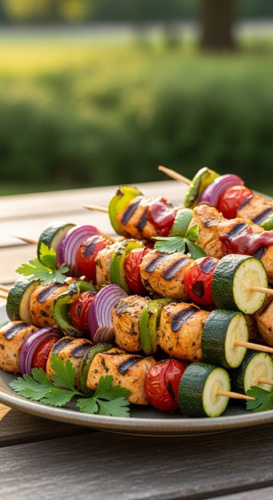 Grilled Chicken and Veggie Skewers