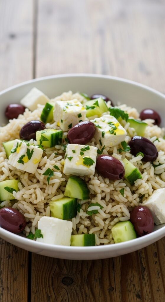 Mediterranean Rice with Feta and Olives