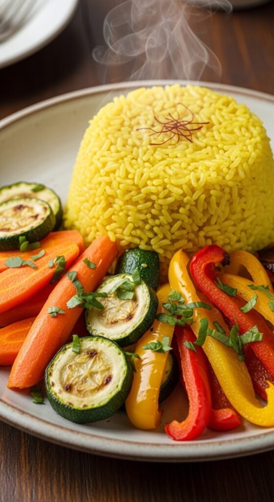 Saffron Rice with Roasted Vegetables