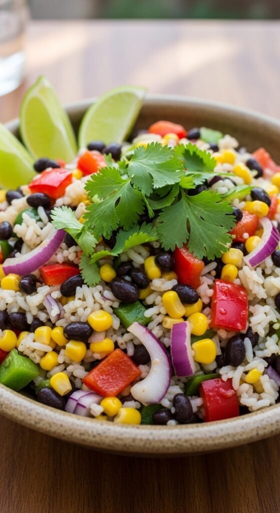 Rice and Black Bean Salad with Lime Dressing