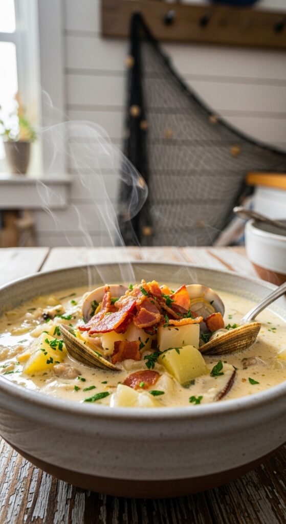 Clam Chowder with Crispy Bacon