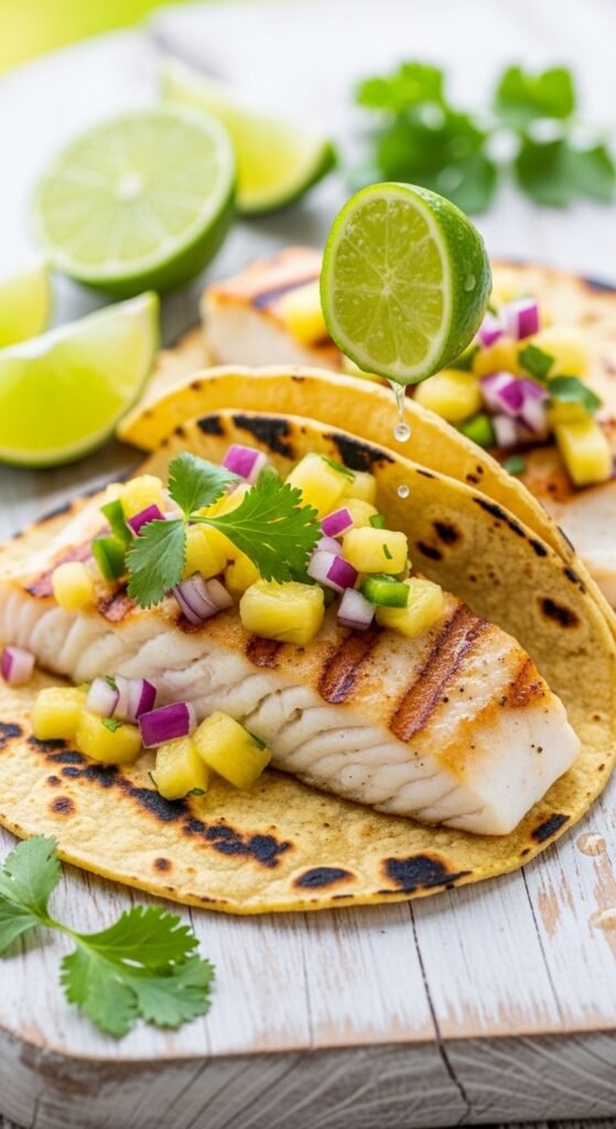 Grilled Fish Tacos with Pineapple Salsa