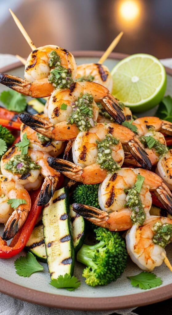 Grilled Shrimp Skewers with Chimichurri
