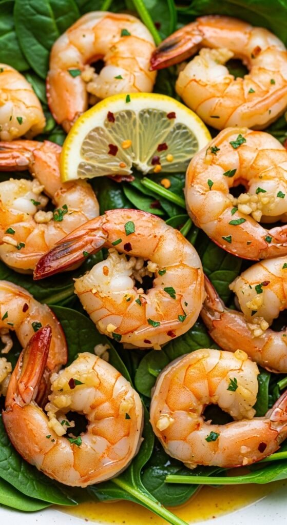 Lemon-Garlic Butter Shrimp with Spinach