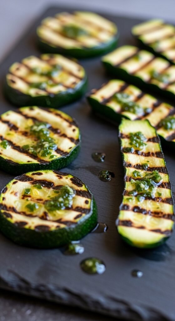 Grilled Zucchini with Herb Oil