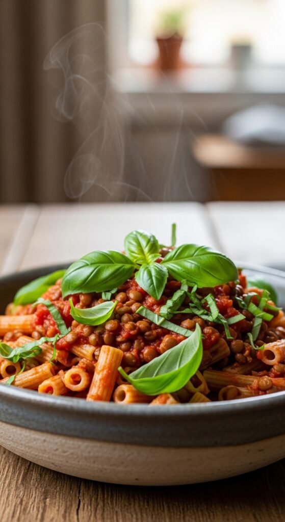 Tomato and Basil Lentil Pasta