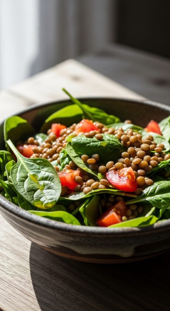 Lentil and Spinach Salad