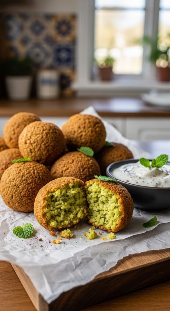 Baked Falafel with Yogurt Dip