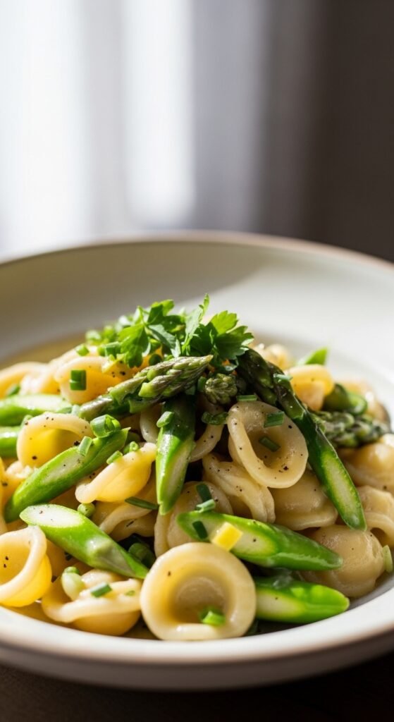 Creamy Asparagus Pasta (Light Style)