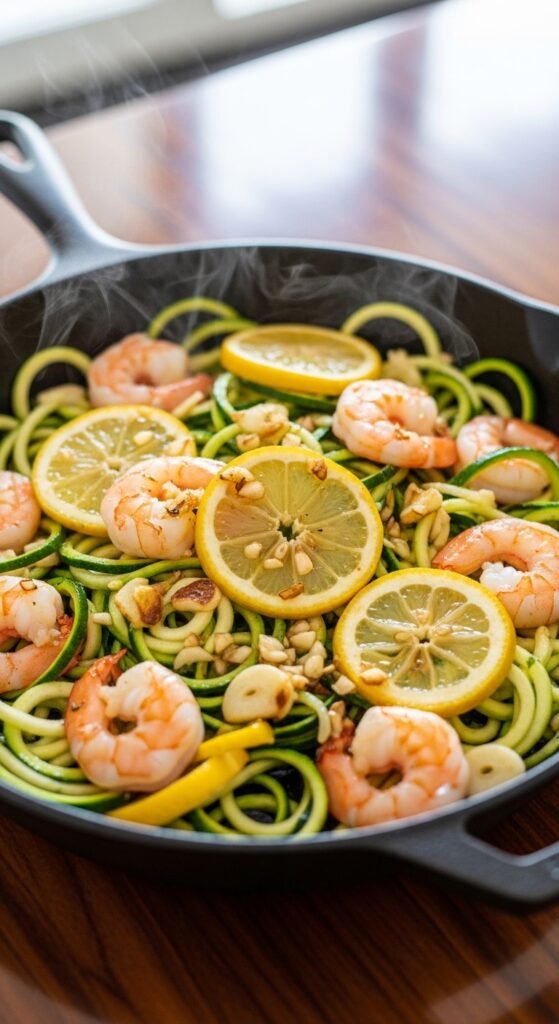 Zucchini Noodle Shrimp Skillet