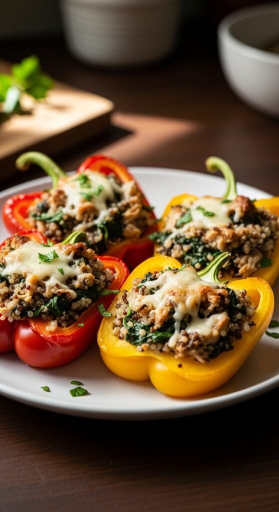 Chicken and Spinach Stuffed Peppers