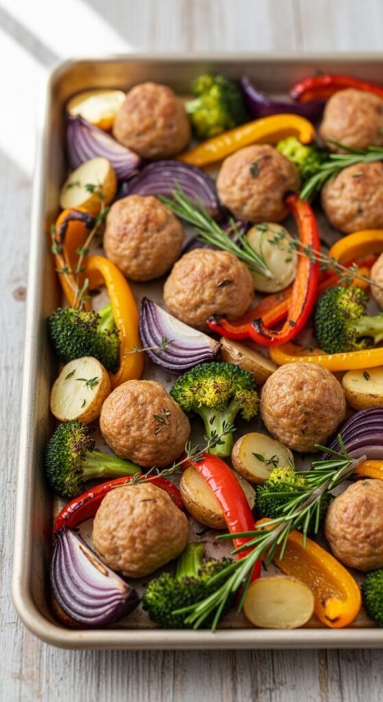 Herbed Turkey Meatballs with Veggies