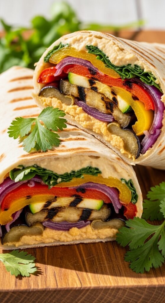 Grilled Veggie and Hummus Wraps