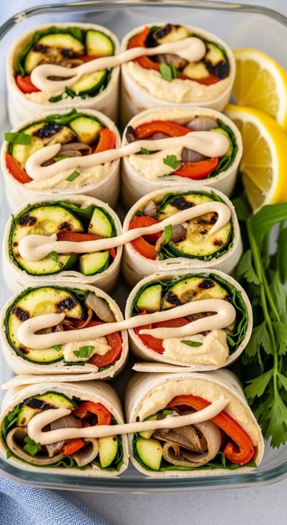 Grilled Veggie and Hummus Wraps