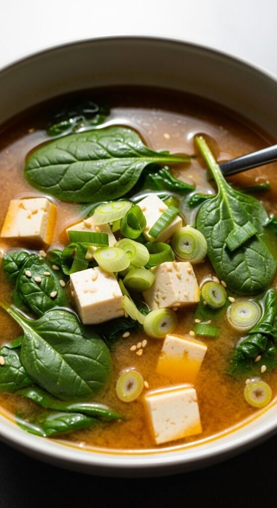 Miso Soup with Tofu and Greens