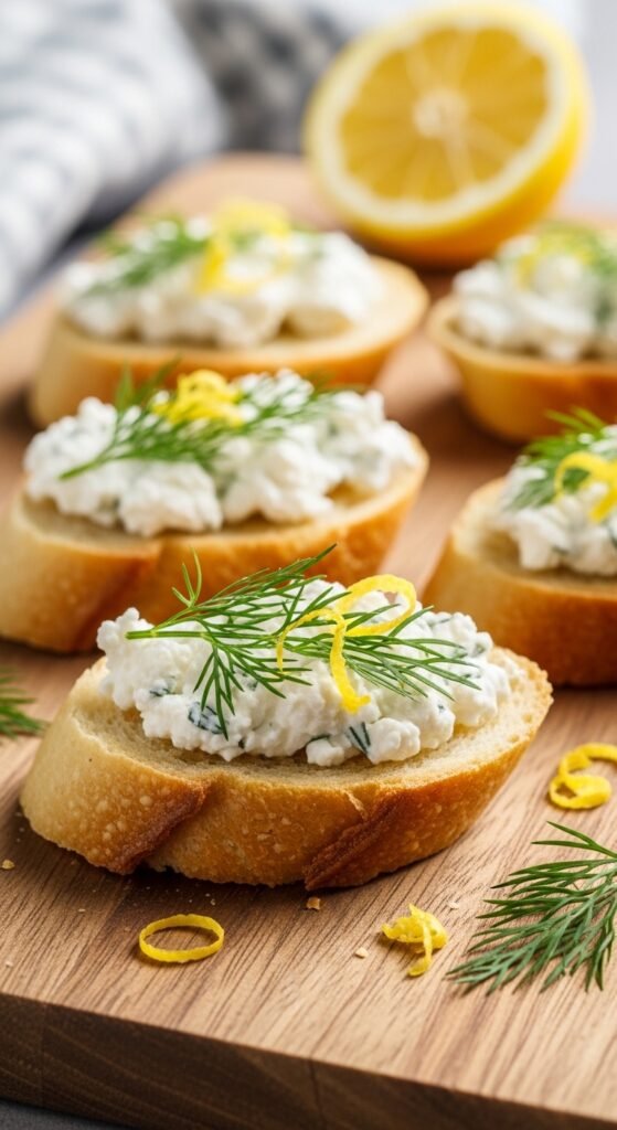 Lemon Herb Cream Cheese Crostini