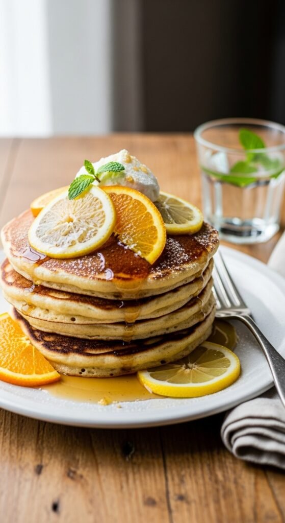 Lemon Ricotta Pancakes With Citrus Syrup