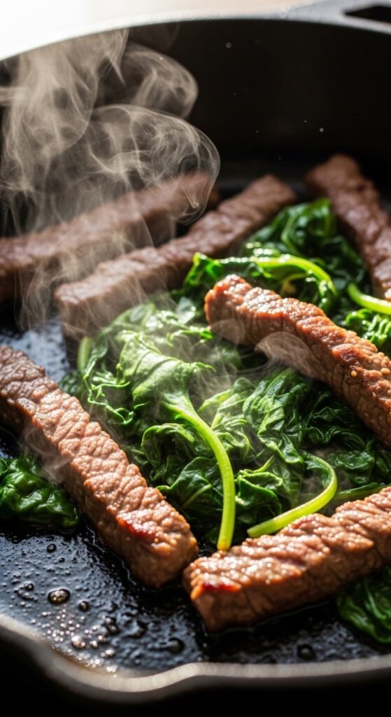 One-Pot Beef and Greens Skillet