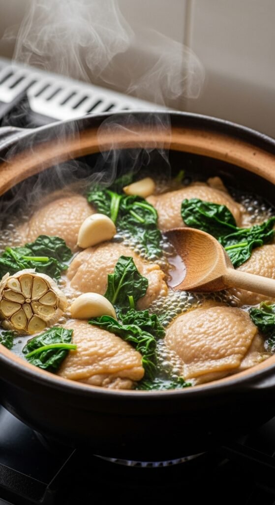 One-Pot Garlic Chicken and Greens