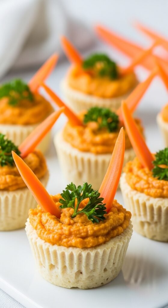 Roasted Carrot Hummus Cups