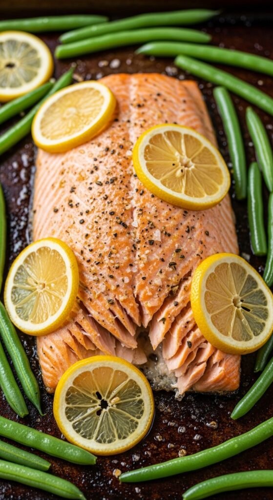 Sheet-Pan Salmon With Green Beans