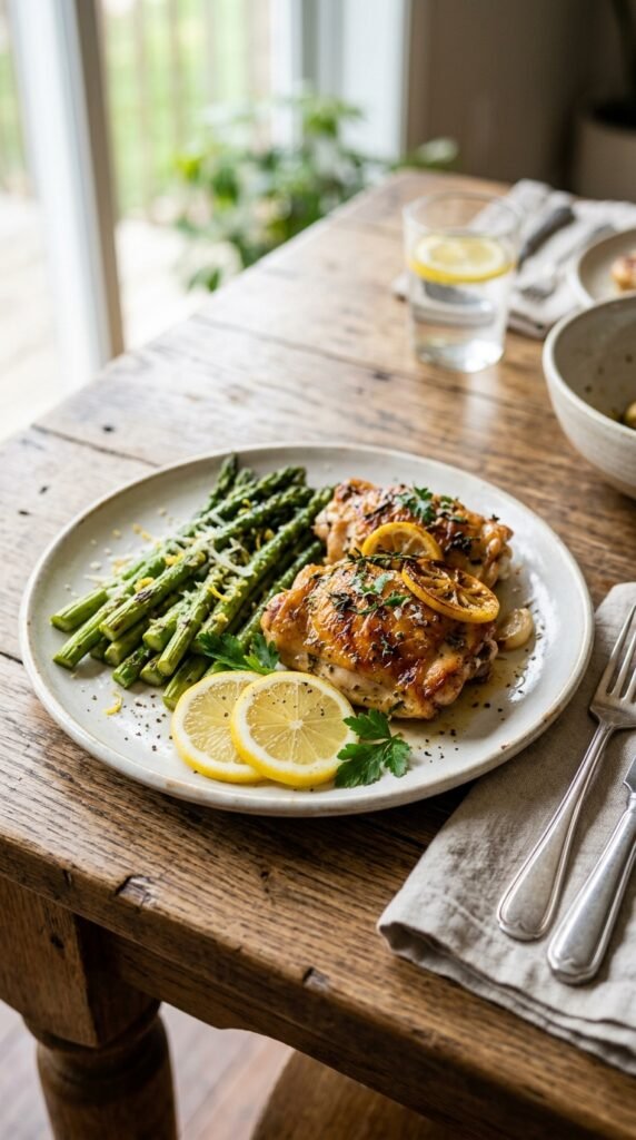 Lemon Garlic Chicken with Roasted Asparagus