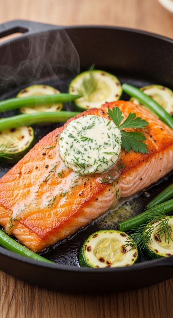 Skillet Seared Salmon with Herb Butter