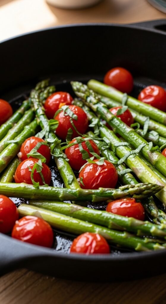 Spring Asparagus and Tomato Skillet