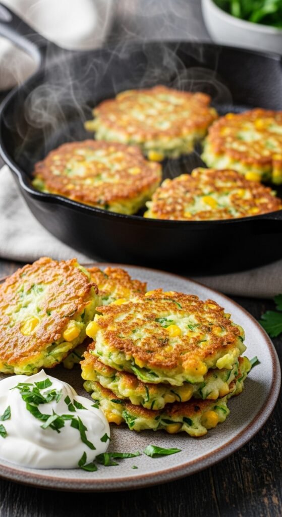 Skillet Zucchini and Corn Fritters