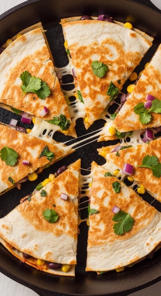 Skillet Veggie and Black Bean Quesadillas