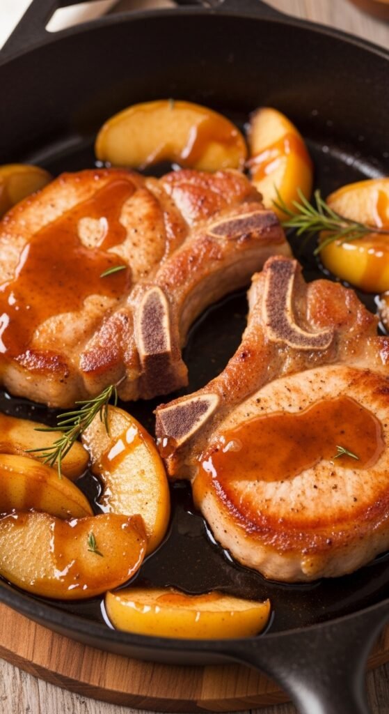 Skillet Apple Cinnamon Pork Chops